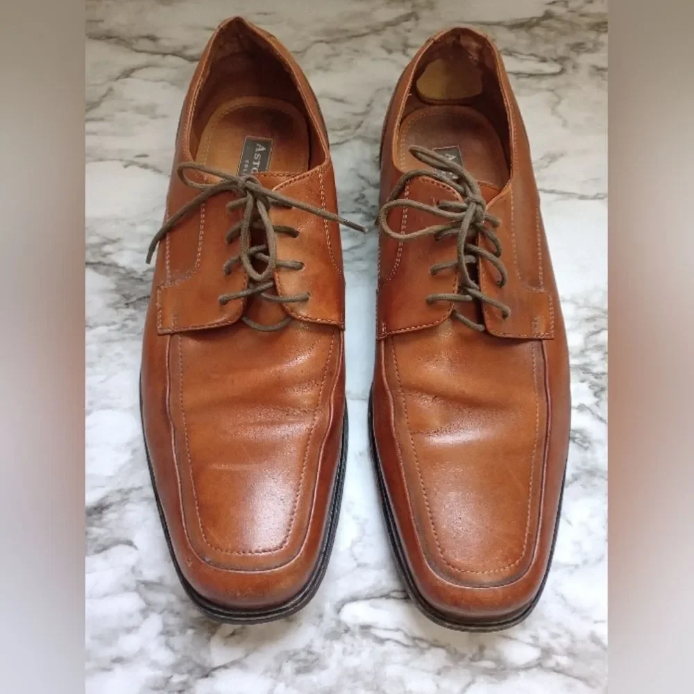 Aston Grey Pinnacle Genuine Leather Toffee Color Dress Shoe Size 9.5